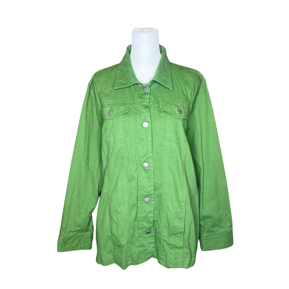Vtg Womens Jacket XL Avocado Green Whimsical Artsy Funky Vibrant Utility Retro